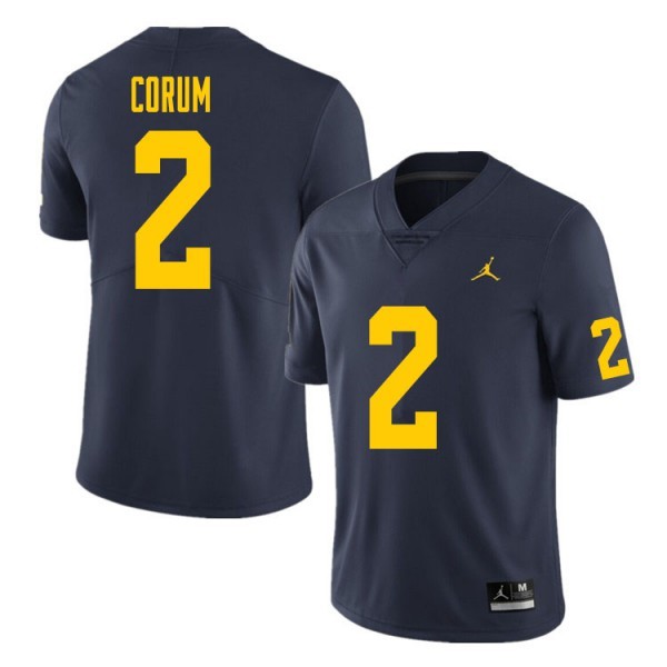 University of Michigan #2 For Men's Blake Corum Jersey Navy Embroidery Alumni Football Limited